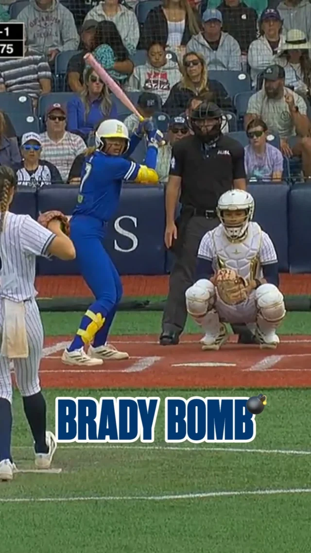 TIE BALL GAME. MAYA BRADY!!!!
Brady hits her league leading 5th homer of the season to tie the game at 3 a piece.
ðº ESPN