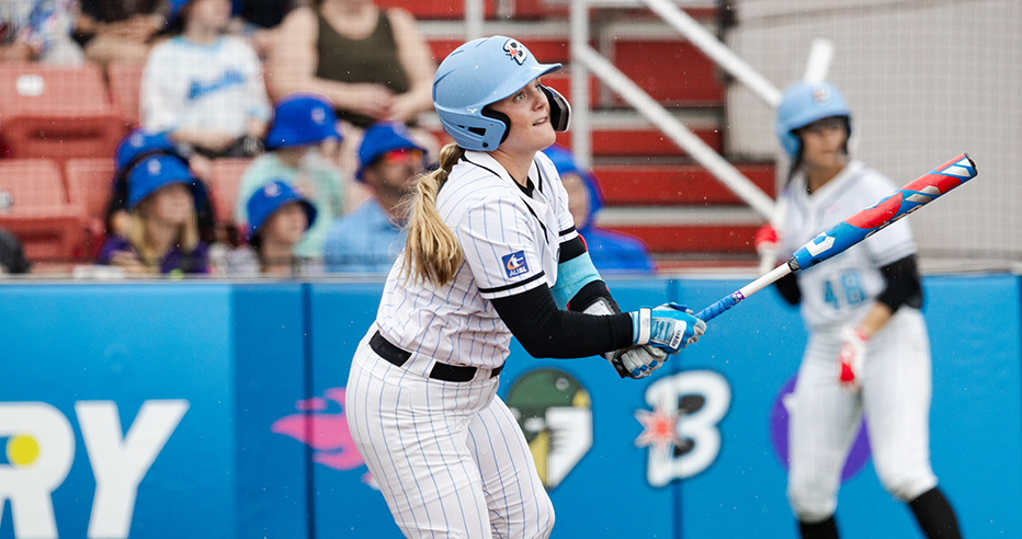 Erin Coffel finishes her swing