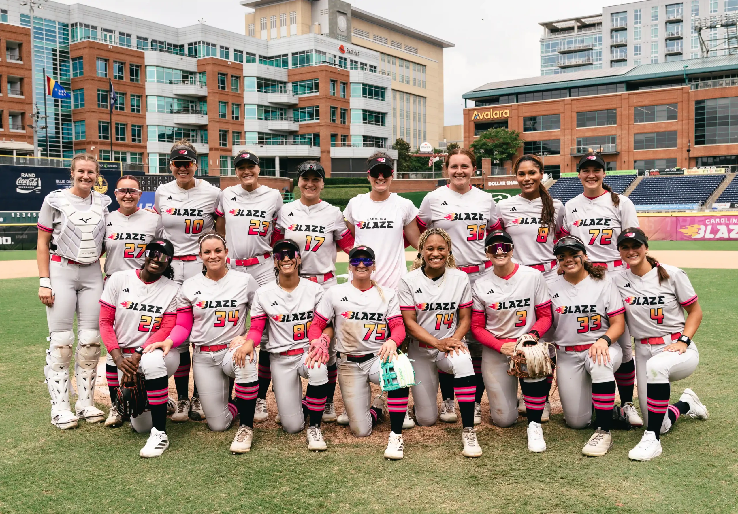 Team Photo of the 2026 Carolina Blaze professional softball team in Durham, NC