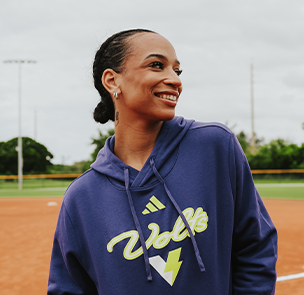Michaela Edenfield in a purple Volts hoodie