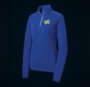 Blue quarter-zip with Oklahoma City Spark logo