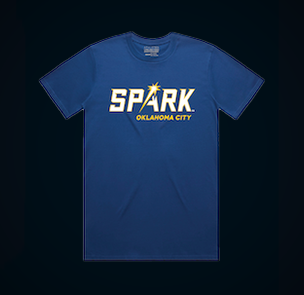 Blue t-shirt with Oklahoma City Spark logo