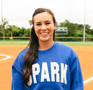 Bubba Nickles-Camarena in a blue OKC Spark pullover.