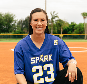 Bubba Nickles-Camarena in a blue OKC Spark boyfriend jersey.